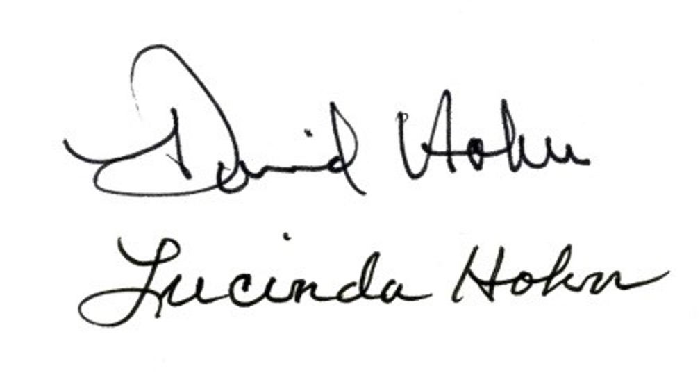 signatures for Dr. David C. Hohn and Lucinda Hohn - Chairs, The Dr. Roswell Park Society